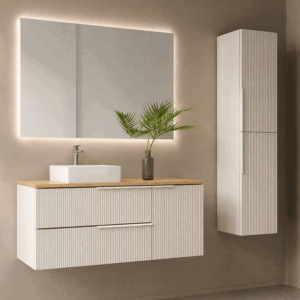 Mueble de baño Marte suspendido con tapa de melamina para lavabo sobre encimera - Imagen 8
