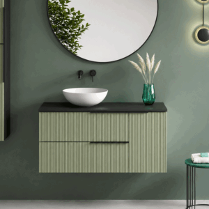Mueble de baño Marte suspendido con tapa de melamina para lavabo sobre encimera - Imagen 9