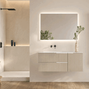 Conjunto mueble de baño suspendido Marte con lavabo de porcelana - Imagen 2