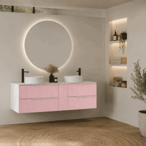 Mueble de baño Marte suspendido con tapa de melamina para lavabo sobre encimera - Imagen 2