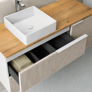 Mueble de baño Marte suspendido con tapa de melamina para lavabo sobre encimera - Imagen 3