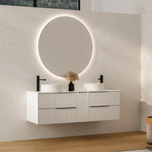 Mueble de baño Marte suspendido con tapa de melamina para lavabo sobre encimera - Imagen 6