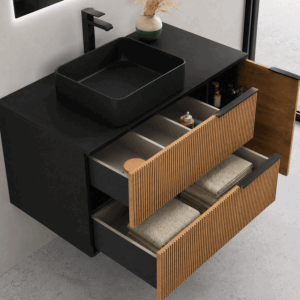 Mueble de baño Marte suspendido con tapa de melamina para lavabo sobre encimera - Imagen 7