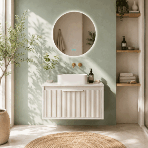 Mueble de baño suspendido Apolo con tapa Solid Surface blanca - Imagen 2