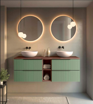 Mueble de baño Marte suspendido con tapa de melamina para lavabo sobre encimera - Imagen 6
