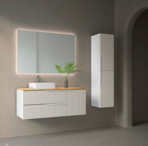 Mueble de baño Marte suspendido con tapa de melamina para lavabo sobre encimera - Imagen 8