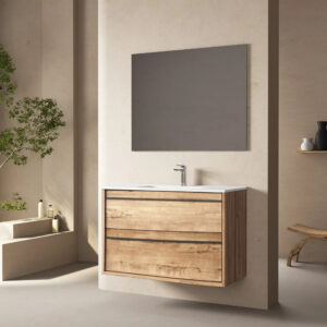 Conjunto mueble suspendido Juno con lavabo porcelánico ideal para baños modernos - Imagen 3