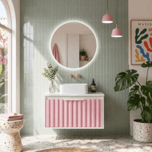 Mueble de baño suspendido Apolo con tapa Solid Surface blanca