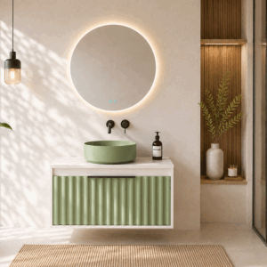 Mueble de baño suspendido Apolo con tapa Solid Surface blanca - Imagen 7