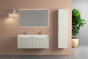 Conjunto de mueble de baño Apolo con lavabo de porcelana color gris