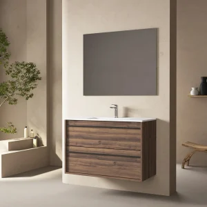 conjunto mueble bano juno porcelana en nogal