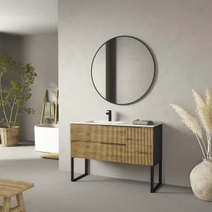conjunto mueble baño Marte en porcelana en roble