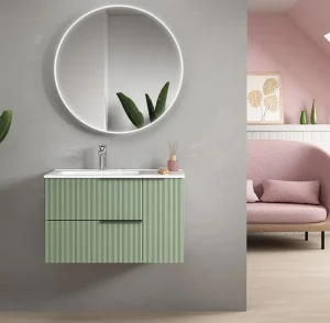 conjunto mueble baño Marte en porcelana en blanco