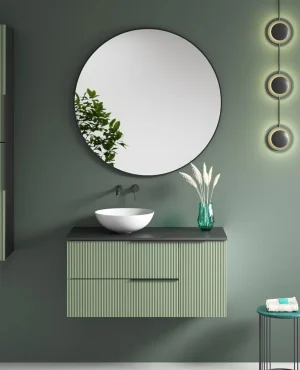 conjunto mueble baño Marte sobre encimera en verde