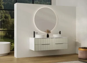 conjunto mueble baño Marte sobre encimera en blanco