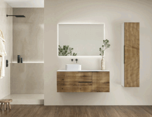 Mueble de baño Marte suspendido con tapa de melamina para lavabo sobre encimera