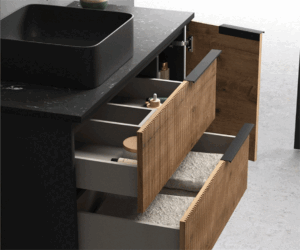 Mueble de baño Marte suspendido con tapa de melamina para lavabo sobre encimera - Imagen 2