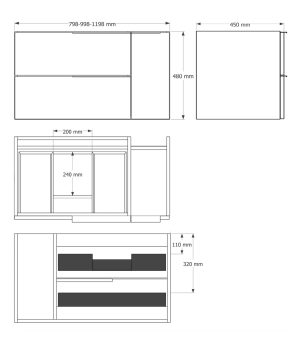 Mueble de baño Marte suspendido con tapa de melamina para lavabo sobre encimera - Imagen 9