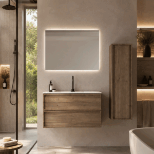 Conjunto mueble de baño suspendido Frame con lavabo de porcelana Marte - Imagen 2