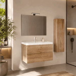 Conjunto de baño suspendido Round con lavabo de porcelana Cosmos