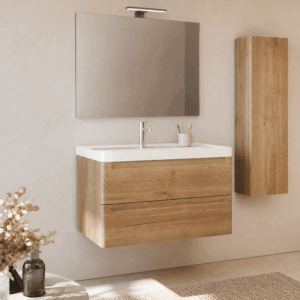 Conjunto de baño suspendido Round con lavabo de porcelana Cosmos - Imagen 3