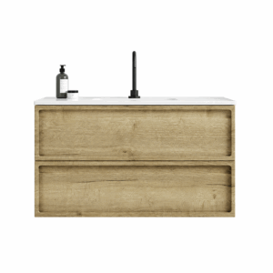 Conjunto mueble de baño suspendido Frame con lavabo de porcelana Marte - Imagen 7