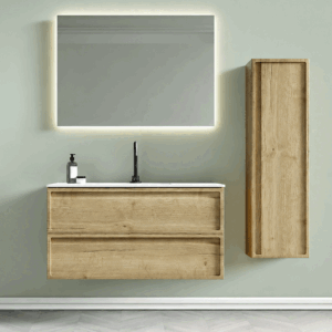 Conjunto mueble de baño suspendido Frame con lavabo de porcelana Marte - Imagen 5