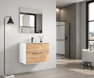 Mueble de baño suspendido Venus con lavabo de porcelana