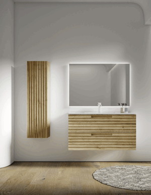 Conjunto mueble suspendido Duna con lavabo de porcelana Marte