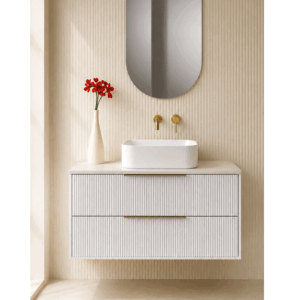 Mueble suspendido Júpiter con tapa solid surface blanca para lavabo sobre encimera - Imagen 3