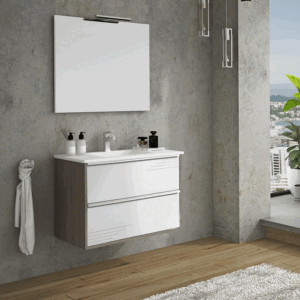 Conjunto de mueble suspendido Tallín con lavabo de porcelana - Imagen 4