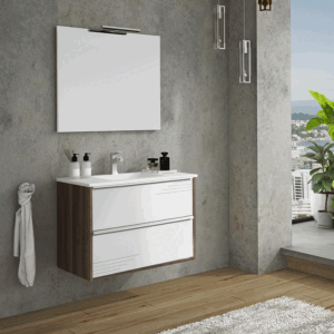Conjunto de mueble suspendido Tallín con lavabo de porcelana