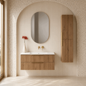 Conjunto de baño Júpiter suspendido con lavabo de porcelana - Imagen 2