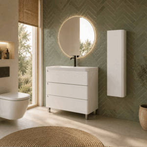 Conjunto de baño suspendido Round con tres cajones y lavabo Cosmos - Imagen 4