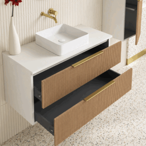Mueble suspendido Júpiter con tapa solid surface blanca para lavabo sobre encimera - Imagen 4
