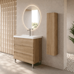 Conjunto de baño suspendido Round con tres cajones y lavabo Cosmos - Imagen 3