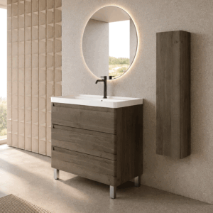 Conjunto de baño suspendido Round con tres cajones y lavabo Cosmos - Imagen 2