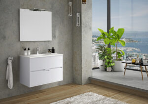 Conjunto mueble suspendido Nicosia lavabo porcelánico - Imagen 2