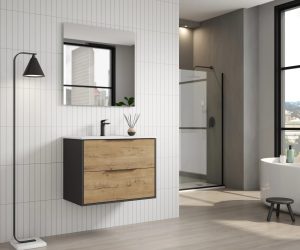 Mueble de baño suspendido Venus con lavabo de porcelana - Imagen 2