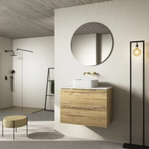 Mueble suspendido Neptuno con tapa de melamina para lavabo sobre encimera