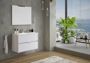 Conjunto mueble suspendido Nicosia lavabo porcelánico