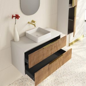 Mueble suspendido Júpiter con tapa de melamina para lavabo sobre encimera - Imagen 3