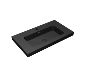 Conjunto completo de mueble de baño Juno con lavabo Canadá negro mate y espejo semicircular retroiluminado - Imagen 2