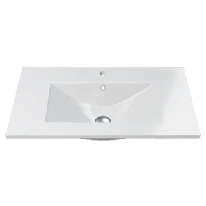 Conjunto mueble suspendido Londres lavabo porcelánico, detalle del lavabo en blanco