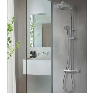 Conjunto monomando de ducha modelo Turín, en cromo, instalado en ducha