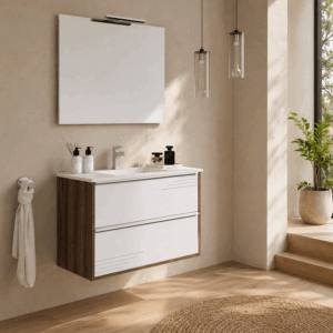Conjunto de mueble suspendido Tallín con lavabo de porcelana - Imagen 5