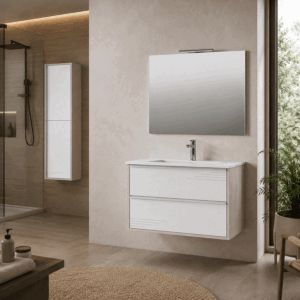 Conjunto de mueble suspendido Tallín con lavabo de porcelana - Imagen 2