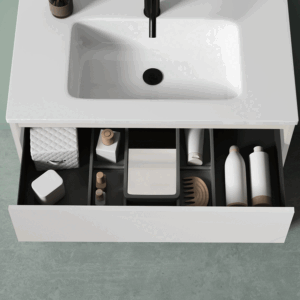 Mueble de baño suspendido Jade con lavabo de porcelana y tirador uñero - Imagen 4