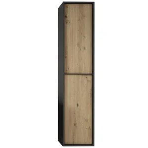 Columna auxiliar de baño suspendido Doly con dos puertas, costado y tirador en antracita, en madera con marco negro
