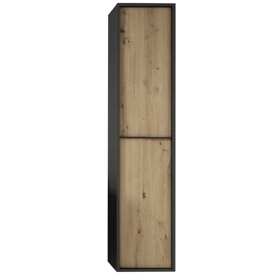 Columna auxiliar de baño suspendido Doly con dos puertas, costado y tirador en antracita, en madera con marco negro